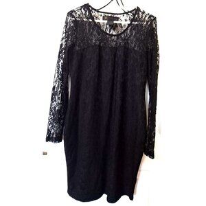 Kardashian Kollection L Black Lace Bodycon Sheath Dress FairyGoth Witchy LBD